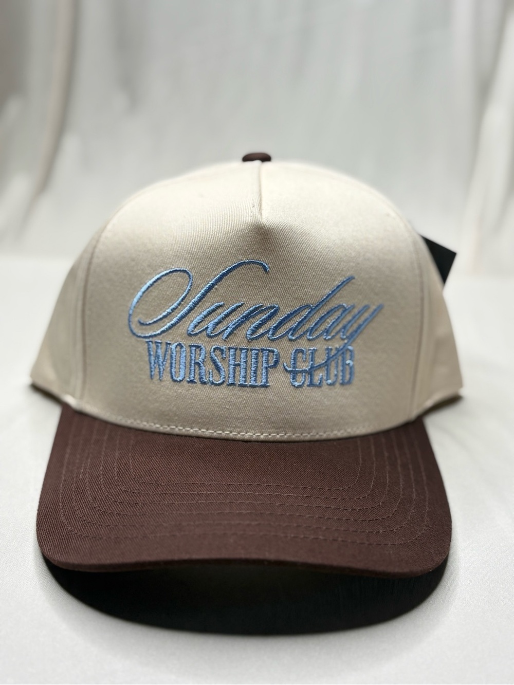 C.C Two-Tone Embroidered Cap - Cream & Brown